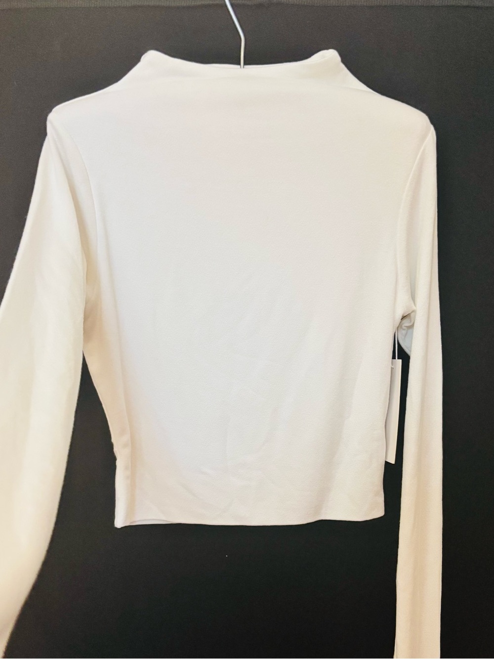 Naked Wardrobe Cropped Body-con Mock Turtleneck Top White XS